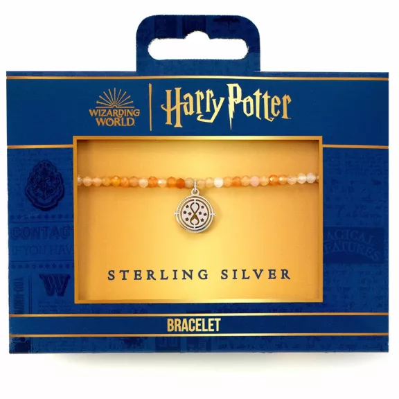 Harry Potter - Időnyerő 925-ös sterling ezüst charm karkötő narancssárga kristályokkal