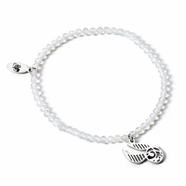  Harry Potter - Aranycikesz 925-ös sterling ezüst charm karkötő fehér kristályokkal