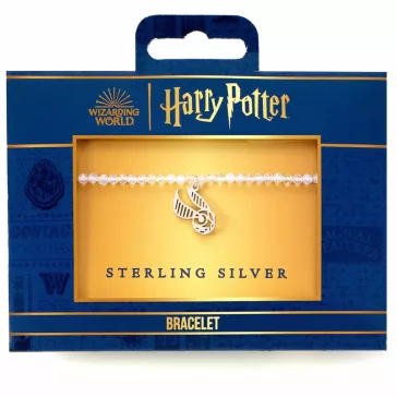   Harry Potter - Aranycikesz 925-ös sterling ezüst charm karkötő fehér kristályokkal