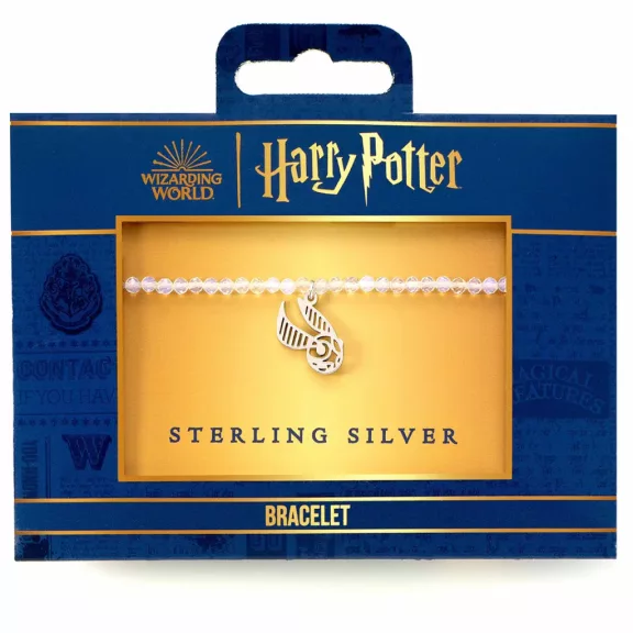 Harry Potter - Aranycikesz 925-ös sterling ezüst charm karkötő fehér kristályokkal Harry Potter - Aranycikesz 925-ös sterling ezüst charm karkötő fehér kristályokkal