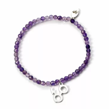   Harry Potter - Szemüveg és villám 925-ös sterling ezüst charm karkötő lila kristályokkal