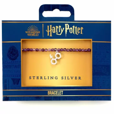   Harry Potter - Szemüveg és villám 925-ös sterling ezüst charm karkötő lila kristályokkal