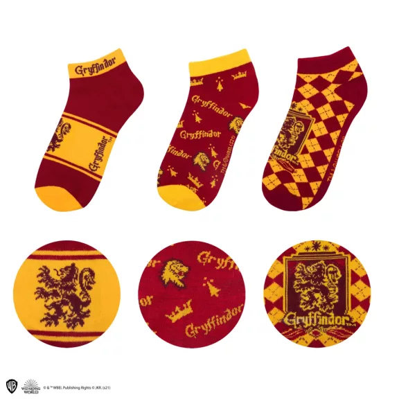 Griffendél Bokazokni 3 Pár/Szett - Harry Potter Kollekció Griffendél Bokazokni 3 Pár/Szett - Harry Potter Kollekció